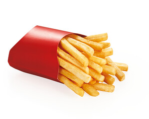 caixa com batatas fritas crocantes