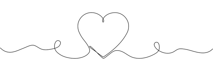 Heart continuous one line art drawing. Love concept. Vector illustration isolated on white.