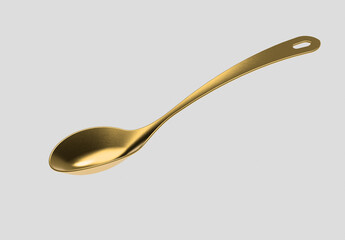  gold spoon,concept idea rich and luxury ,top view on white background.
