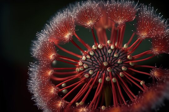 image of a red-seeded dandelion up up and personal Generative AI