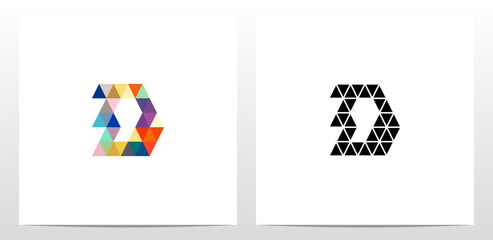 Colorful Triangles Letter Logo Design D