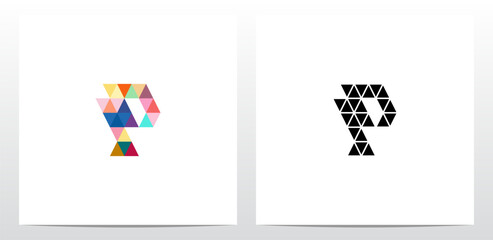 Colorful Triangles Letter Logo Design P