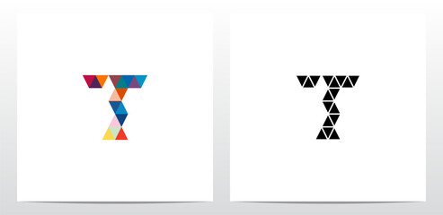 Colorful Triangles Letter Logo Design T
