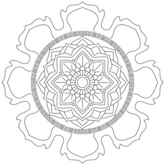 Leaf Flower Petal Coloring Mandala Art Simple Graphic Shape Vector Floral Oriental Outline Vintage Decorative Elements Pattern Illustration Islam Arabic Indian Turkish Mystic Religion Morals Lotus