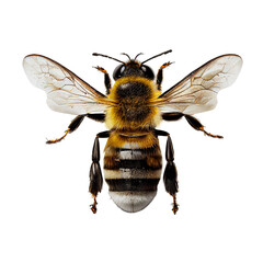 honey bee topview isolated on transparent background cutout