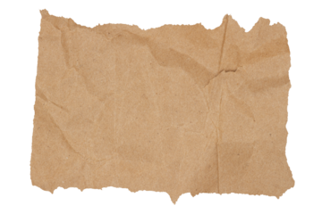 Brown butcher paper ripped rectangle isolated on white