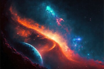 Obraz premium Image of planet, stars and outer space and sky, created using generative ai technology