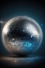 Fototapeta na wymiar Disco ball with light spots over black background created using generative ai technology
