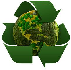 Green planet Earth with recycling symbol © scharfsinn86