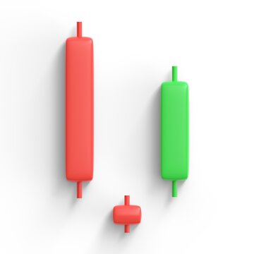 candle stick pattern Morning doji star. forex stock or crypto trading. inverse and reversal pattern to bullish or bearish graph. tutorial investment concept. 3d render isolated on white background.