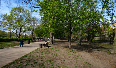 London - 04 11 2022: Panorama from one of the entrances of Holland Park in Kensington