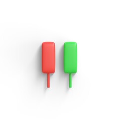 candle stick pattern Tweezer tops. forex stock or crypto trading. inverse and reversal pattern to bullish or bearish graph. tutorial investment concept. 3d render isolated on white background.