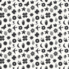 Doodle cute hand drawn seamless pattern, perfect for textile or paper design. Vector illustration