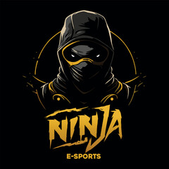 ninja in mask, logo e-sports - obrazy, fototapety, plakaty