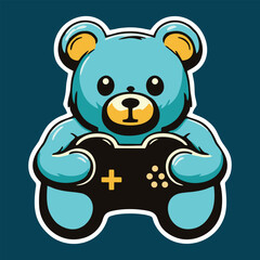 teddy bear with a controller in hand