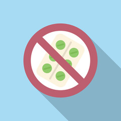 No medical pill icon flat vector. Disease drug. Bad strong