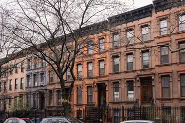 Brooklyn typical facades & row houses in an iconic neighborhood of Brooklyn. Park Slope, New York