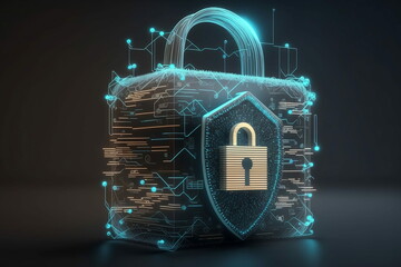 Building a Cyber Fortress: The Strength of Digital Security and the Importance of the Lock Symbol - obrazy, fototapety, plakaty
