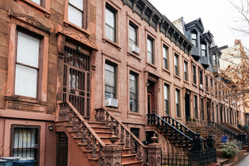 Brooklyn typical facades & row houses in an iconic neighborhood of Brooklyn. Park Slope, New York