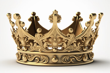 a gold crown isolated on a white background. Generative AI - obrazy, fototapety, plakaty