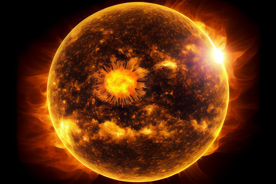 solar storm showing the whole sun, generative AI