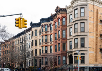 Brooklyn typical facades & row houses in an iconic neighborhood of Brooklyn. Park Slope, New York