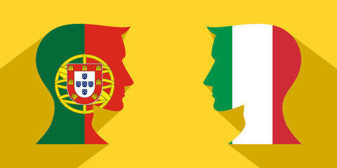 face to face concept. portugal vs italy. vector illustration