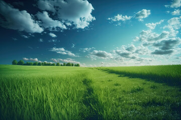 Fototapeta na wymiar a meadow with tall green grass. Generative AI