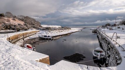 Fototapeta premium Brora harbour in winter