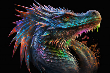 Obraz premium Water Dragon - Mythology creature - fantasy illustration - wyvern - Generative AI