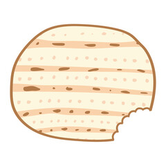 Matzah or matzo, unleavened bread for Pesach, Jewish holiday of Passover, isolated on white background, design element
