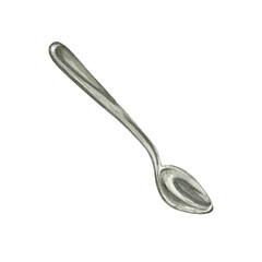 Watercolour tea spoon hand drawn illustrations