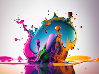 Fototapeta premium colorful liquid splash isolated from the background, generative ai