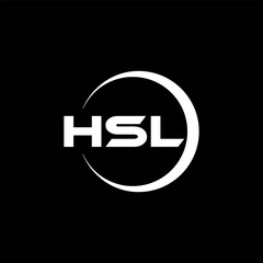 HSL letter logo design with black background in illustrator, cube logo, vector logo, modern alphabet font overlap style. calligraphy designs for logo, Poster, Invitation, etc.