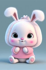 Fototapeta na wymiar cartoon bunny wearing a pink sweater. generative ai.