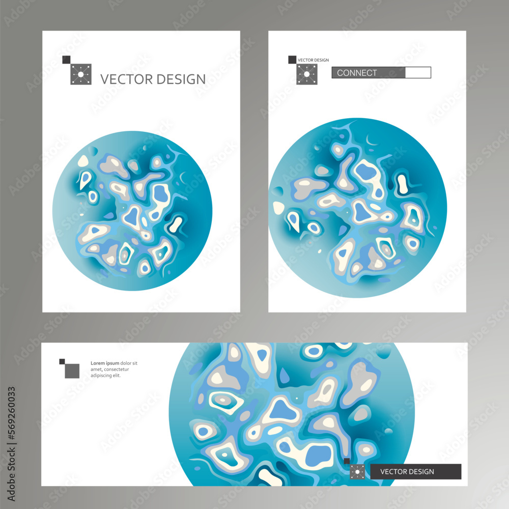 Poster Abstract dynamic gradient. Vector graphic elements in modern style. Brochure with liquid shapes Amoeba forms. Vector illustration