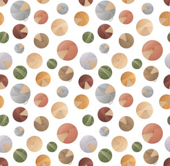 Knitting balls of threads elements. Knitting hobby. Warm clothes, cozy winter. Isolated vector illustration for poster, banner, cover, card.Vector illustration of seamless pattern
