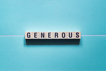 Generous - word concept on cubes