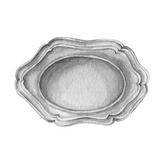 Watercolour metal tray hand drawn illustrations