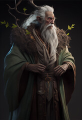 D&D wood elf character portrait for fantasy roleplay, rpg games etc, post-processed generative ai