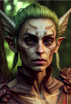 D&D elf character portrait for fantasy RPG, roleplaying games etc,  post-processed generative ai Stock-Illustration