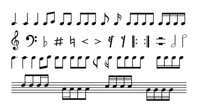 Collection Of A Musical Notes And Signs