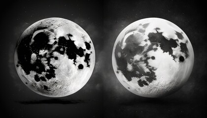  a black and white photo of the moon with clouds in the sky and a black and white photo of the moon with clouds in the sky.  generative ai