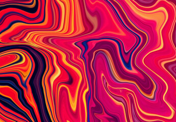 Abstract wavy colorful shiny Liquid marbling paint texture background combined with many colors, multicolor mixed fabric silk texture with grainy and retro pattern stains.	