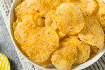 Homemade Flavored Dill Pickle Potato Chips