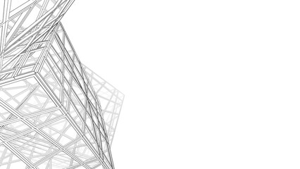 Abstract geometric structure on white background