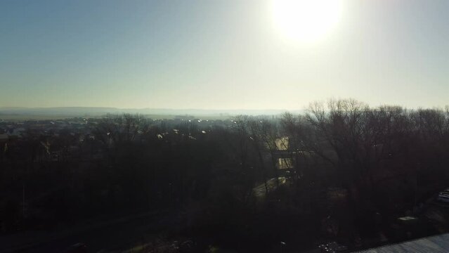Aerial Footage of Huge Car Parking at Kempston Bedford Town of England UK. The Footage  Was Captured on 06-Feb-2023 with Drone's Camera