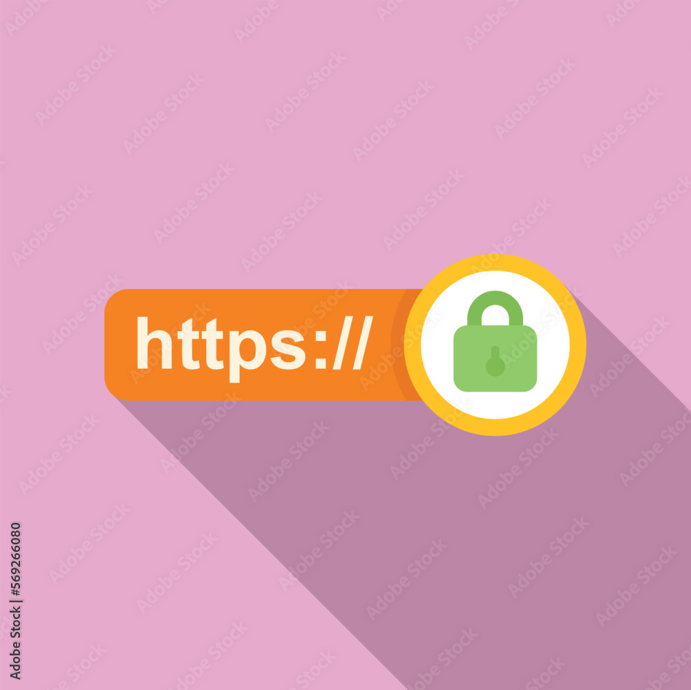 Poster web ssl certificate icon flat vector. secure data. safety network