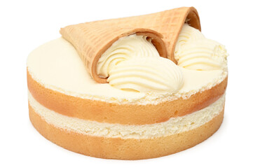 Cream cake with ice cream cones