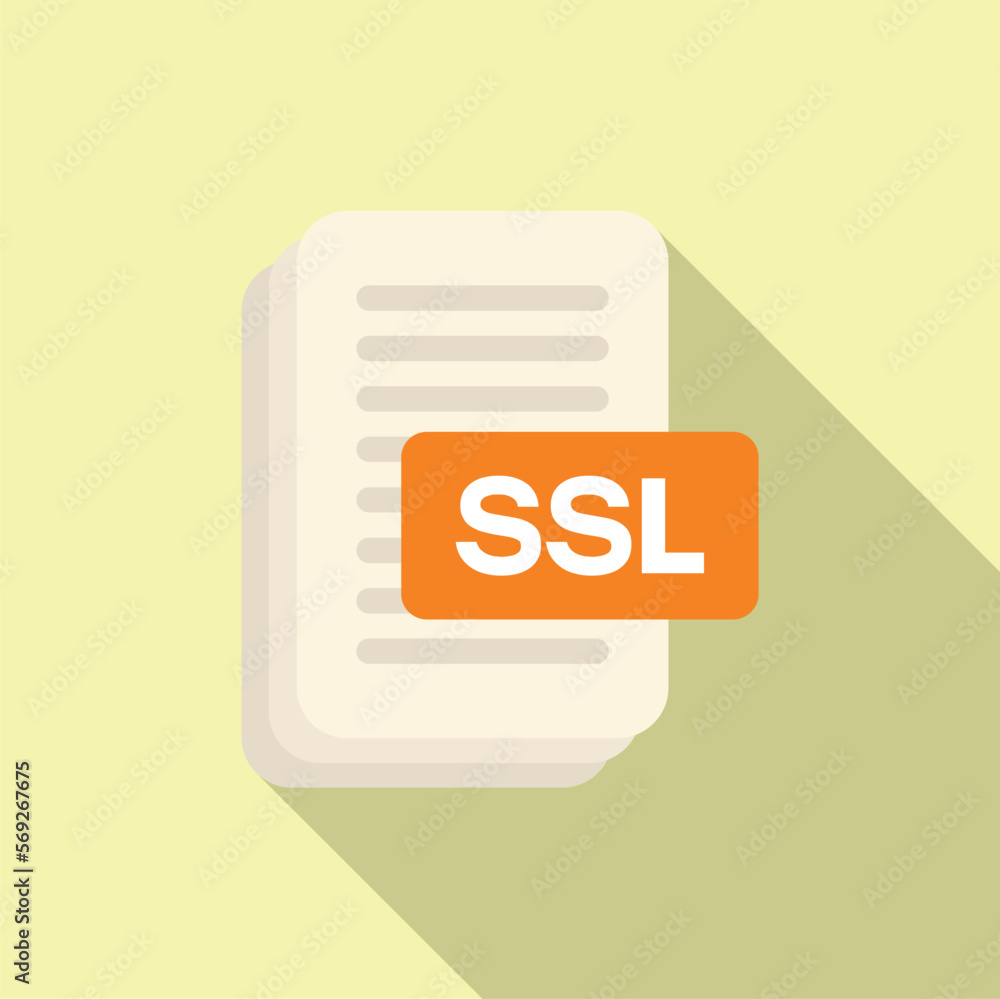 Poster ssl certificate icon flat vector. web data. internet safety